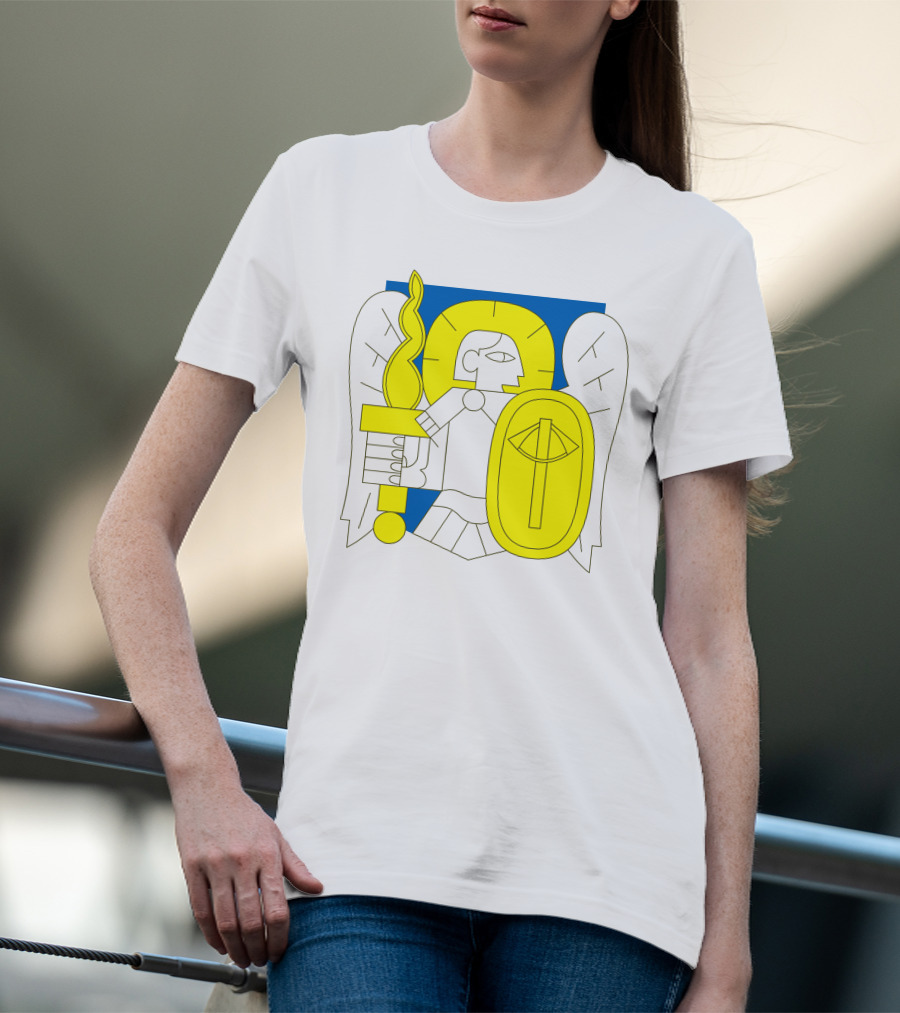 Saintjavelin Merch Kyiv Archangel Torch Shield Emblem T-Shirt