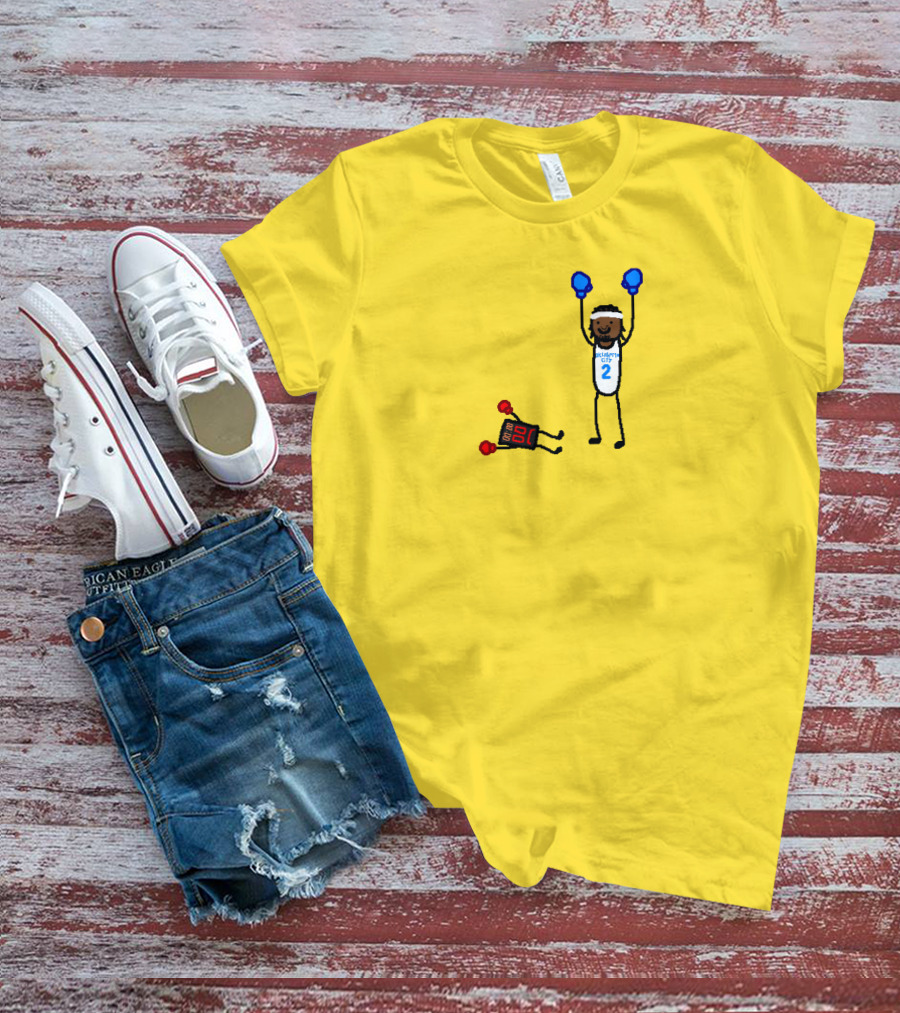 Nba Paint Sga Beat The Buzzer Stick Figures Boxing Yellow T-Shirt