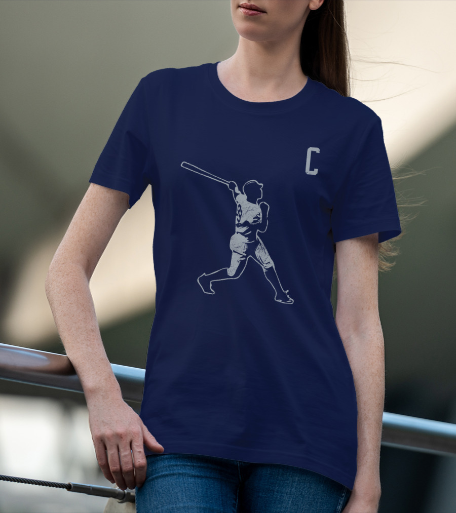 Jomboymedia Shop The C Baseball Silhouette Batter 8 Navy T-Shirt