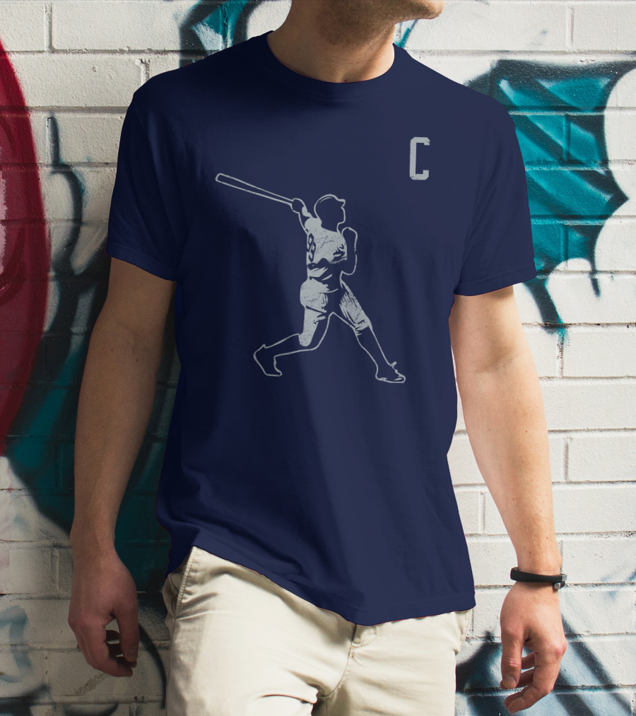 Jomboymedia Shop The C Baseball Silhouette Batter 8 Navy T-Shirt