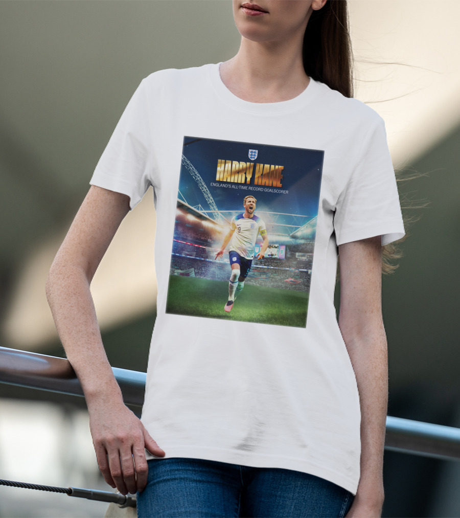 Harry Kane England's All-Time Record Goalscorer Wembley Stadium Celebration Footballer T-Shirt
