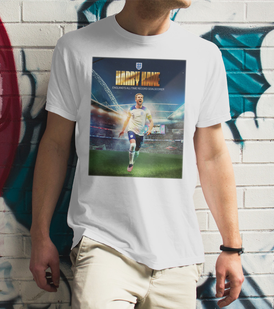 Harry Kane England's All-Time Record Goalscorer Wembley Stadium Celebration Footballer T-Shirt