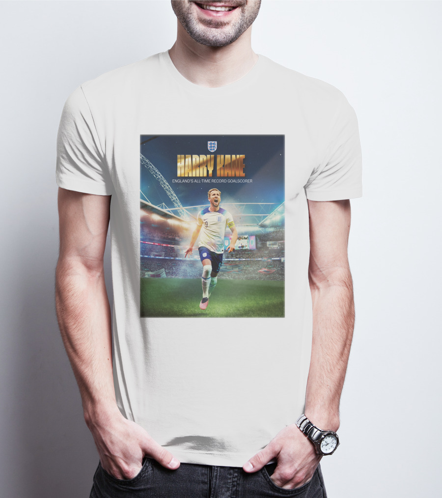 Harry Kane England's All-Time Record Goalscorer Wembley Stadium Celebration Footballer T-Shirt