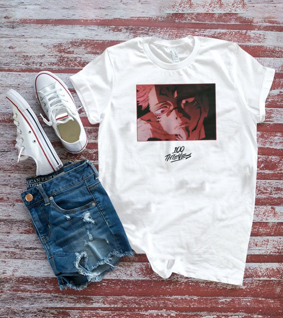 100 Thieves Sukuna Anime Character T-Shirt