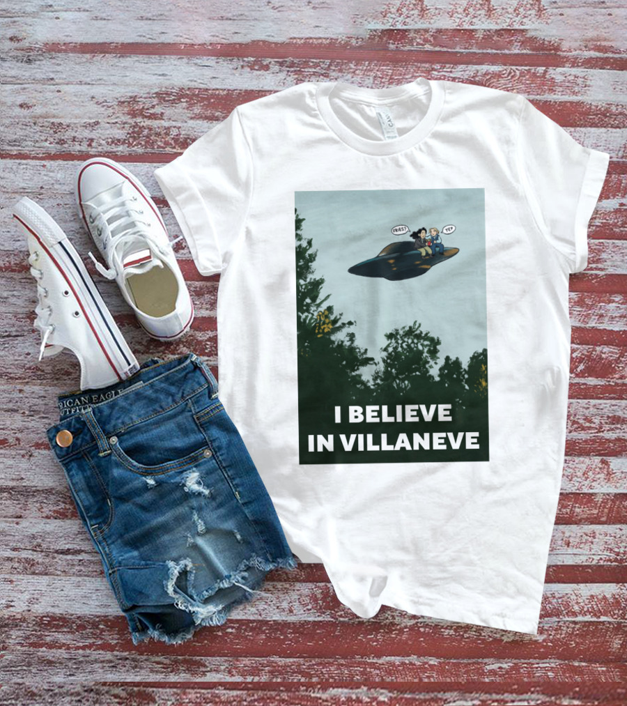 I Believe In Villaneve Trees UFO Scully Mulder Speech Bubbles T-Shirt