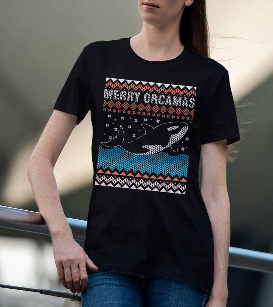 Merry Orcamas Ugly Christmas Orca Killer Whale T-Shirt