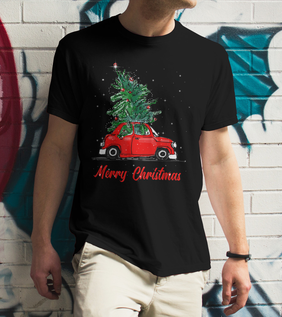 Merry Christmas Red Truck With Christmas Tree Pajama Gifts T-Shirt