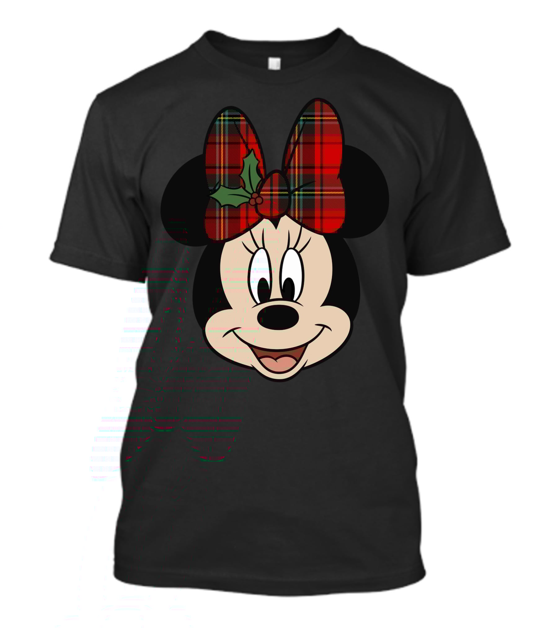 Minnie Mouse Red Plaid Bow With Holly Disney T-Shirt