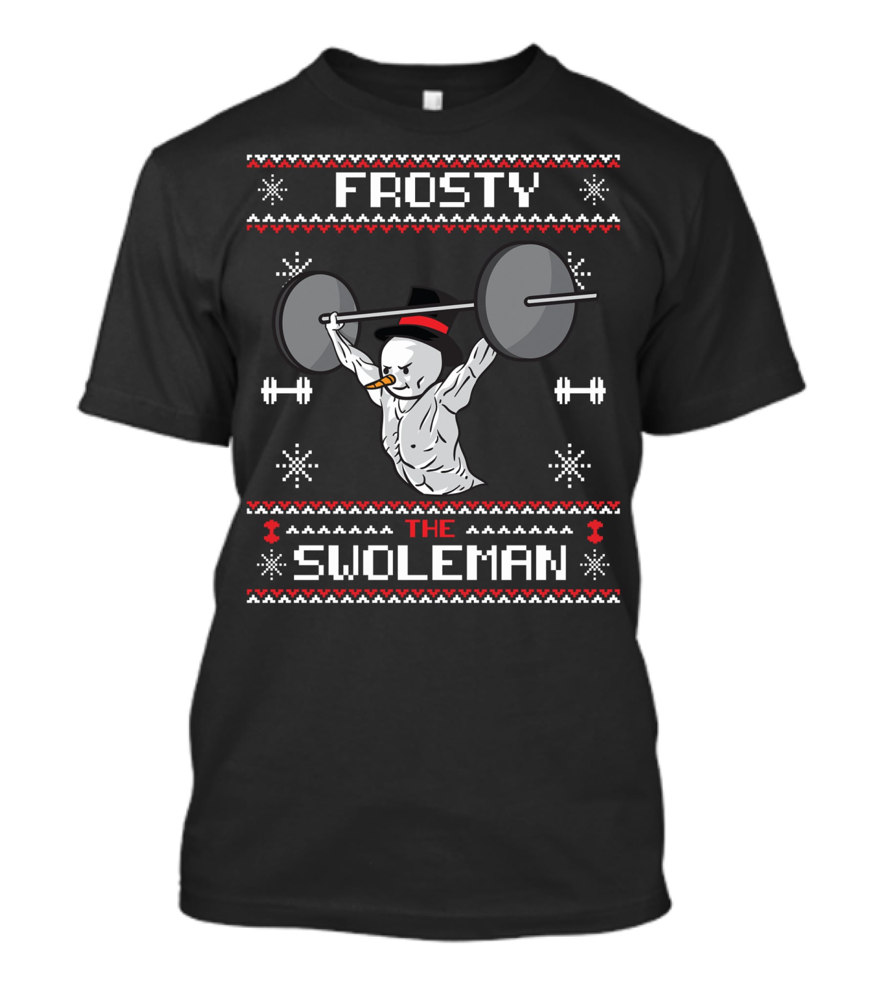 Frosty The Swoleman Snowman Bodybuilder Weightlifting Gym Humor T-Shirt