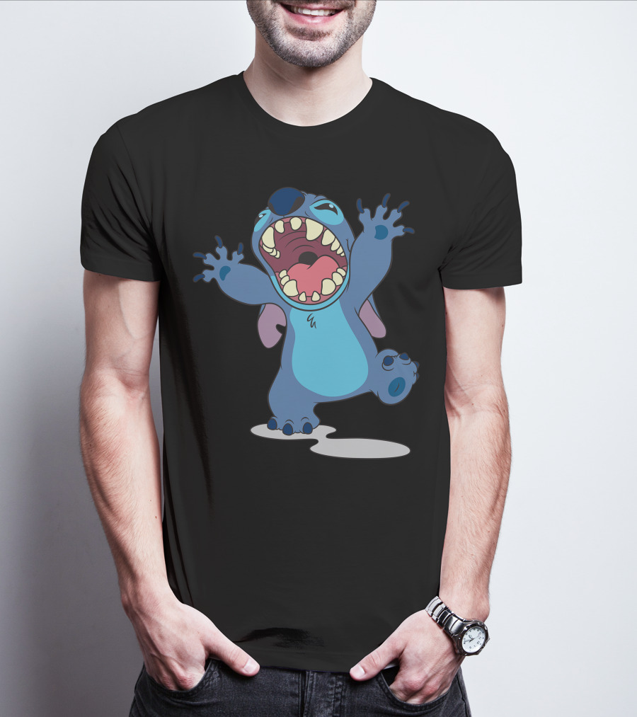 Disney Lilo And Stitch Energetic Roar Character Image T-Shirt