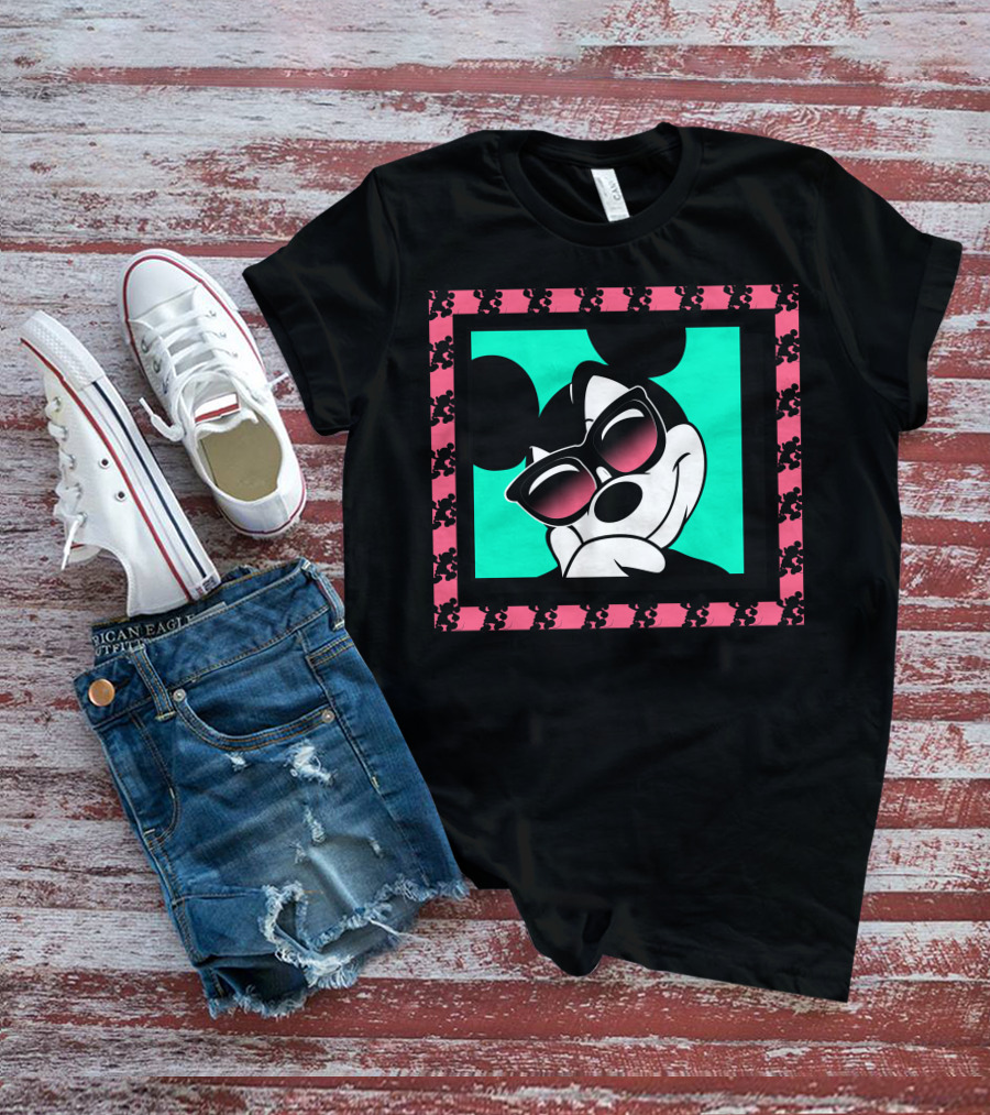 Mickey Mouse Cool Shades Neon Border T-Shirt