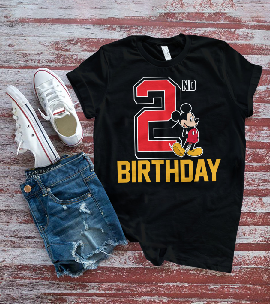 Mickey Mouse 2nd Birthday Celebration With Disney Themes T-Shirt