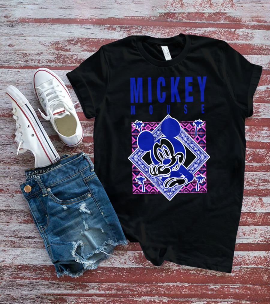 Mickey Mouse Neon Aztec Pattern Palms T-Shirt