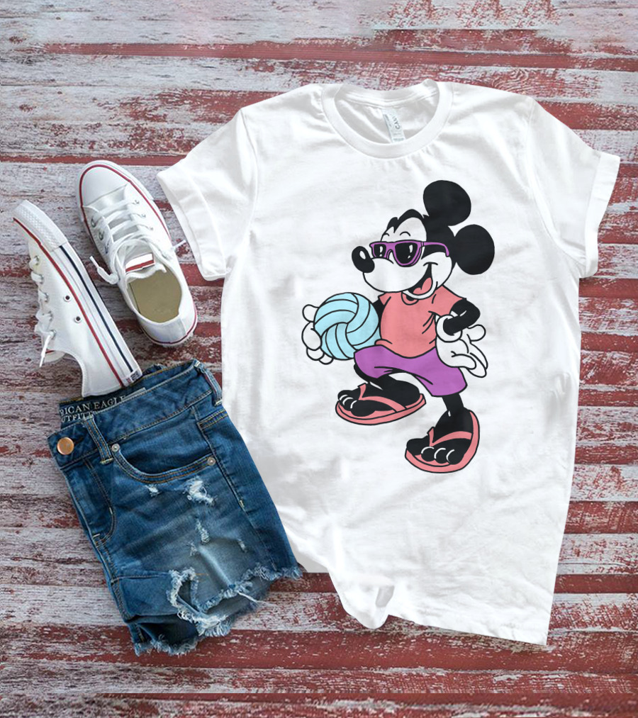 Disney Mickey Mouse Sunglasses Volleyball Playa Vibes T-Shirt
