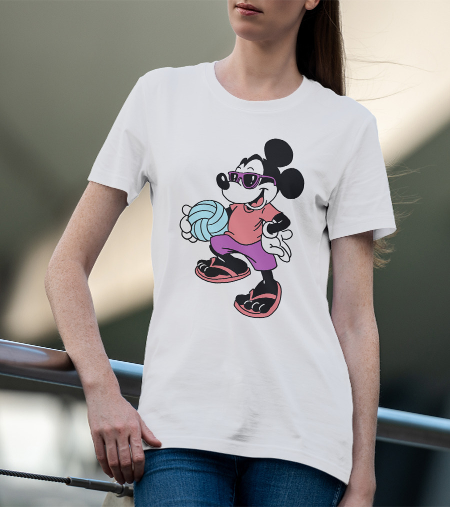 Disney Mickey Mouse Sunglasses Volleyball Playa Vibes T-Shirt
