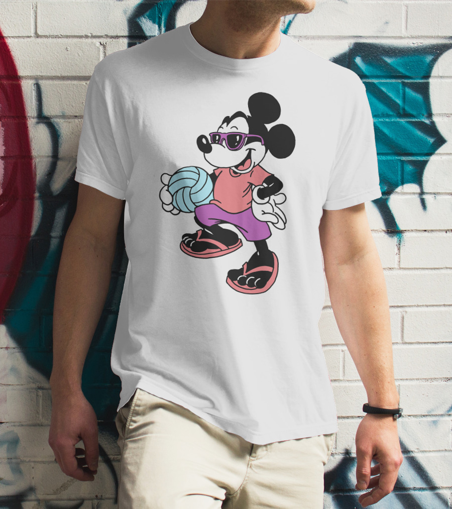 Disney Mickey Mouse Sunglasses Volleyball Playa Vibes T-Shirt