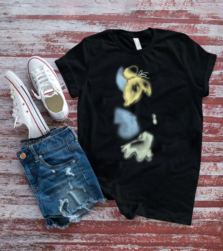 Disney Peter Pan Tinkerbell Black Airbrush Sketch Stars T-Shirt