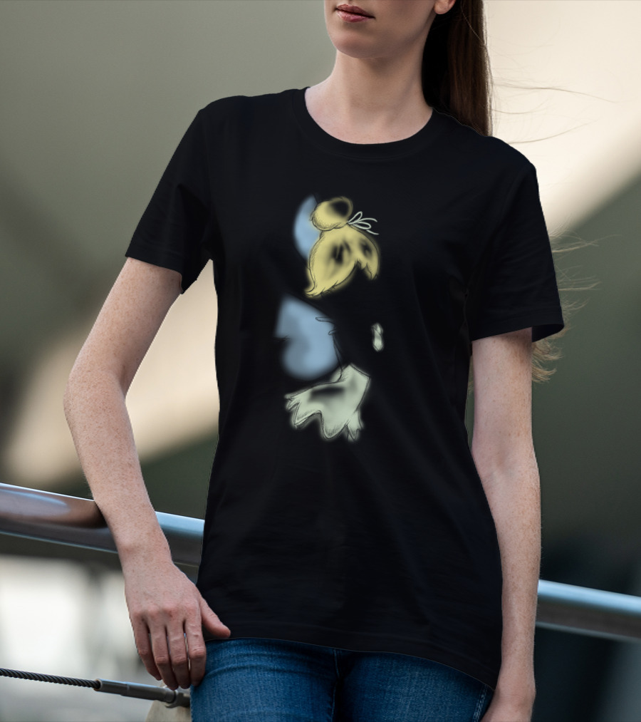 Disney Peter Pan Tinkerbell Black Airbrush Sketch Stars T-Shirt