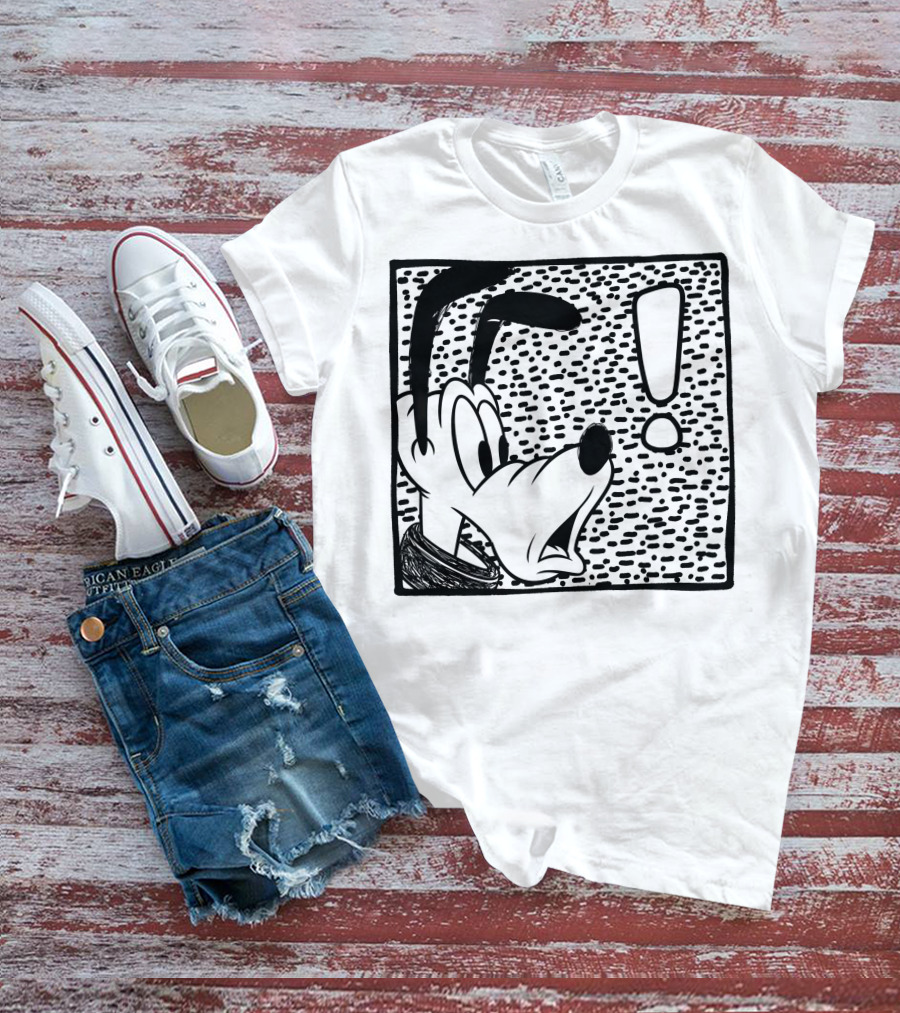 Disney Pluto Shocked Exclamation Point Reaction T-Shirt