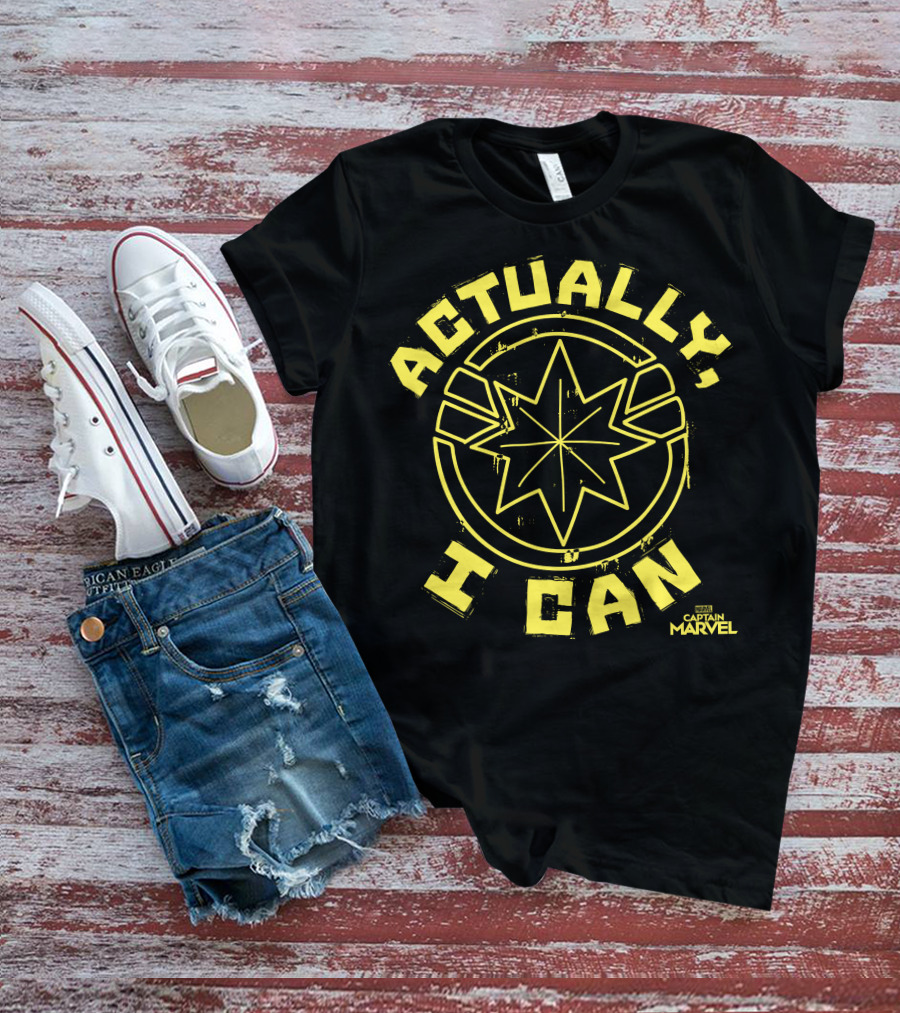 Captain Marvel Actually I Can Yellow Starburst T-Shirt