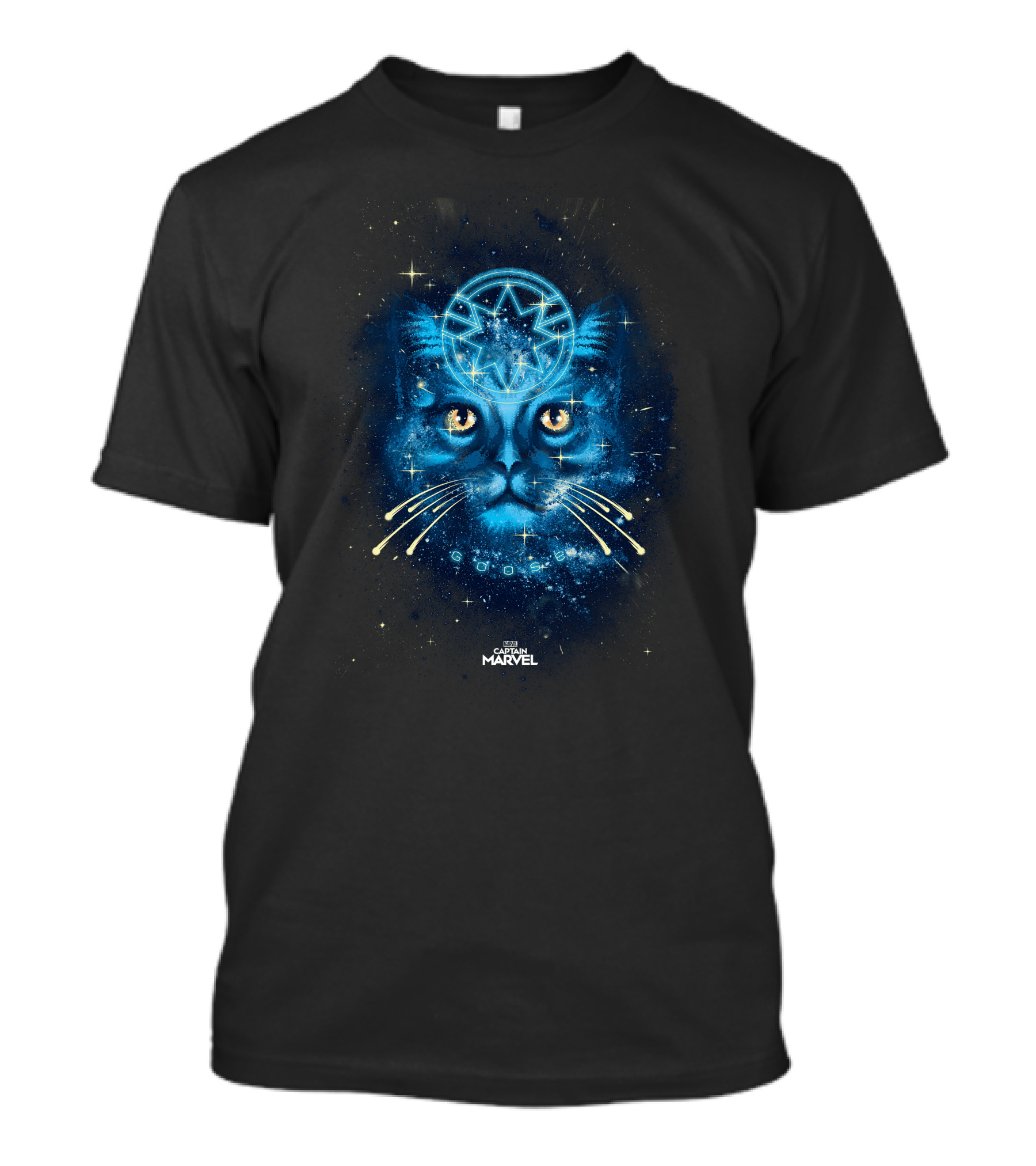 Captain Marvel Goose Cat Starry Blue Cosmic T-Shirt