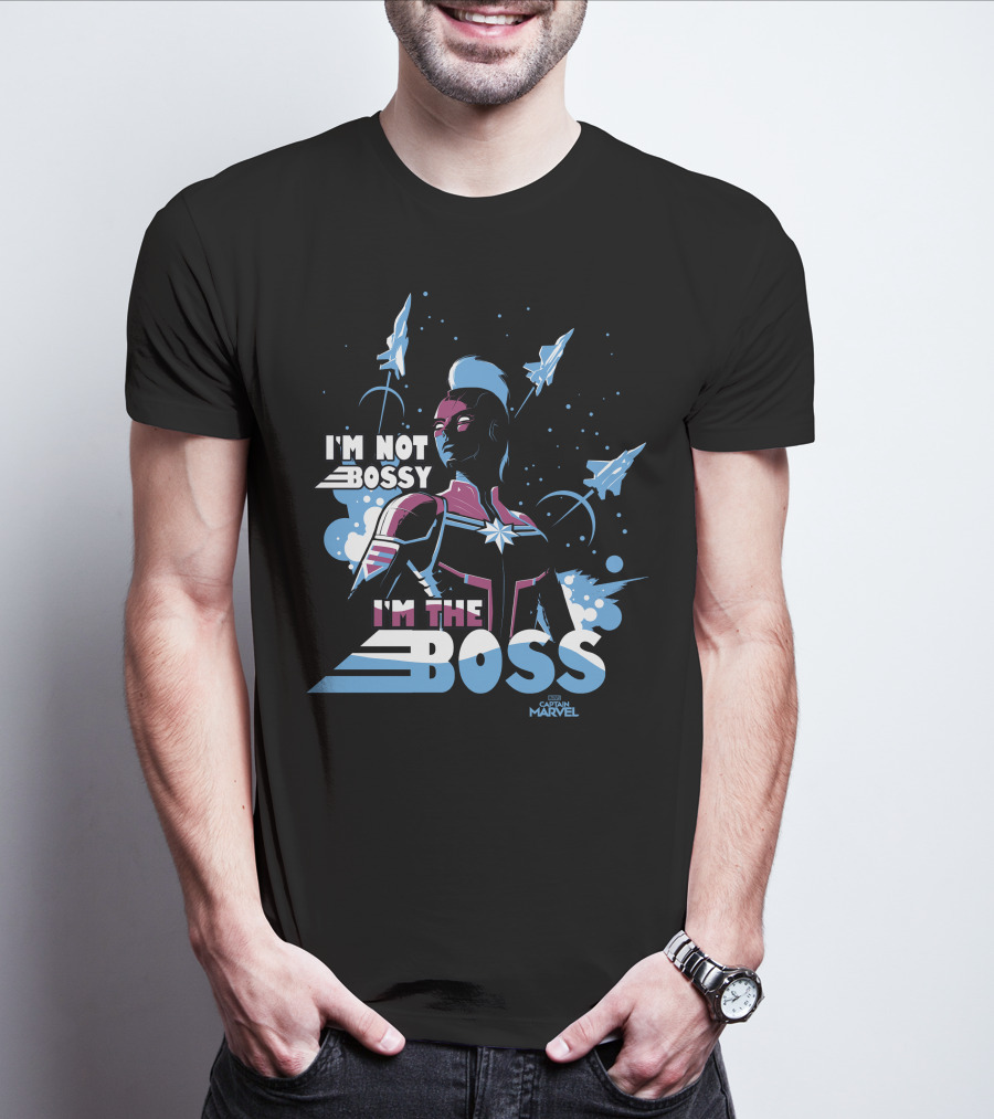 Captain Marvel I'm Not Bossy I'm The Boss Space Blue Red T-Shirt