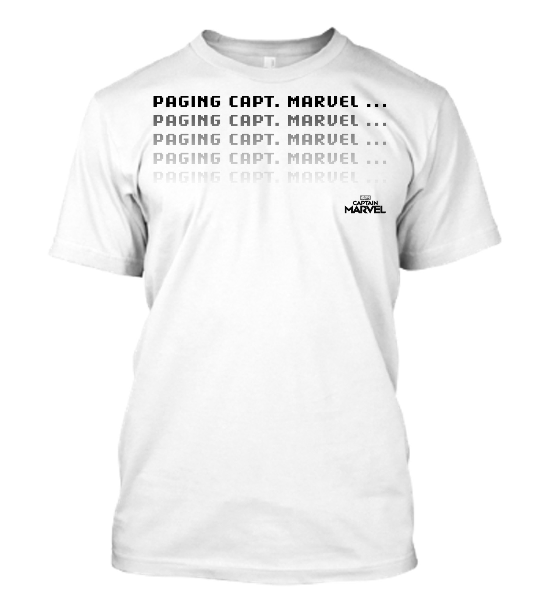 Paging Capt. Marvel Signal Repeated Text Captain Marvel T-Shirt