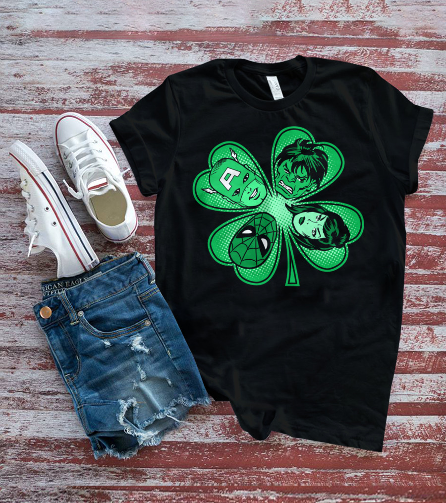 Marvel Avengers Shamrock Captain Spider Hulk Widow T-Shirt