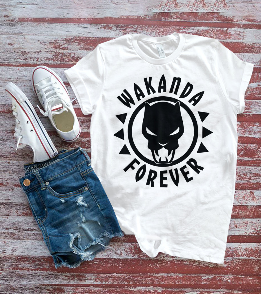 Wakanda Forever Black Panther Circle Panther T-Shirt
