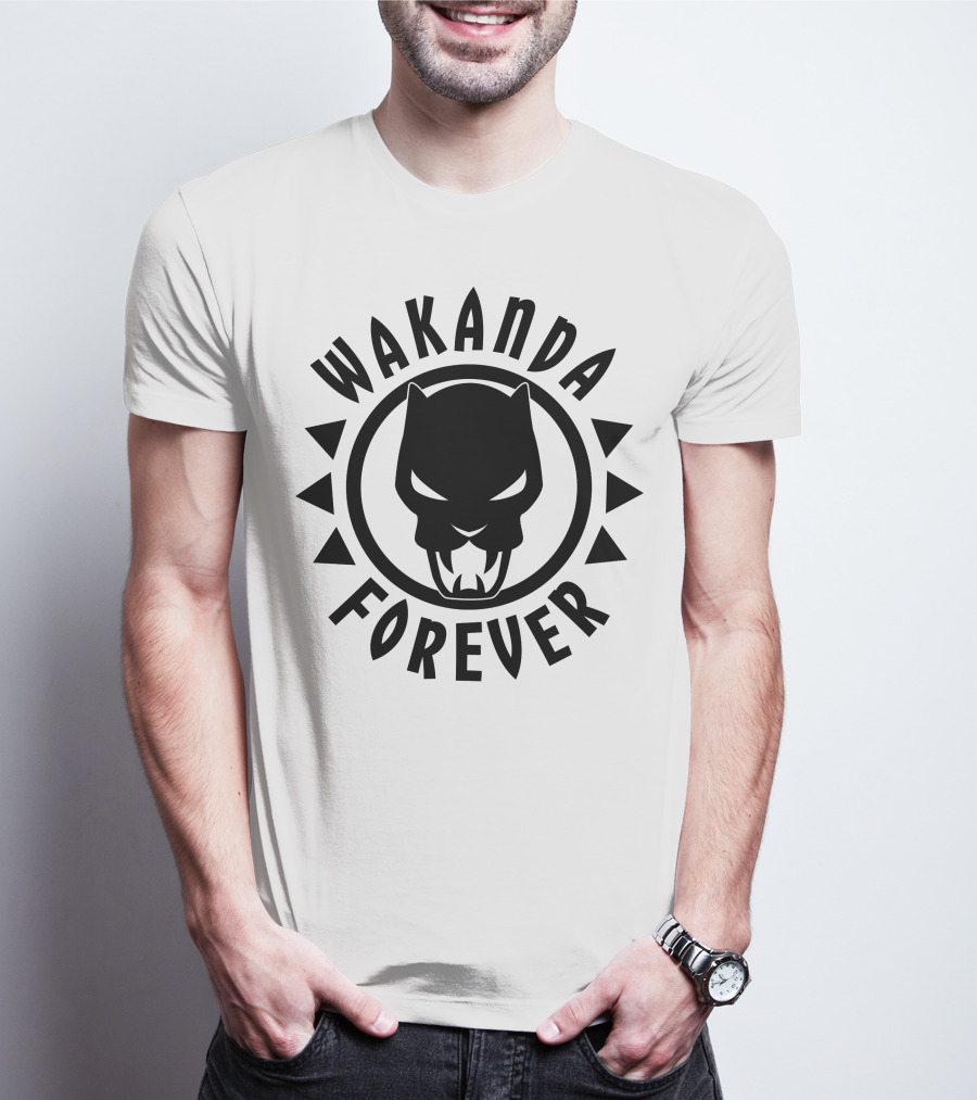 Wakanda Forever Black Panther Circle Panther T-Shirt