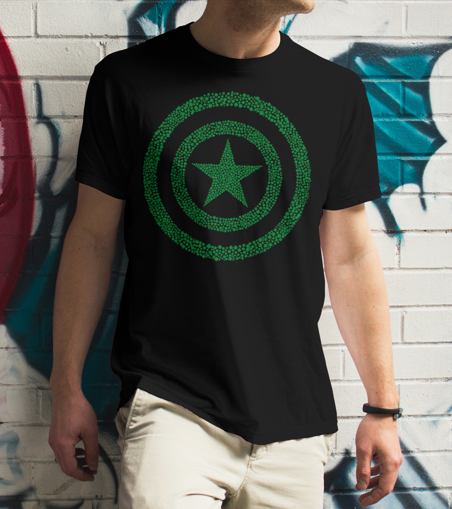 Marvel Captain America Green Shamrock Star Emblem T-Shirt