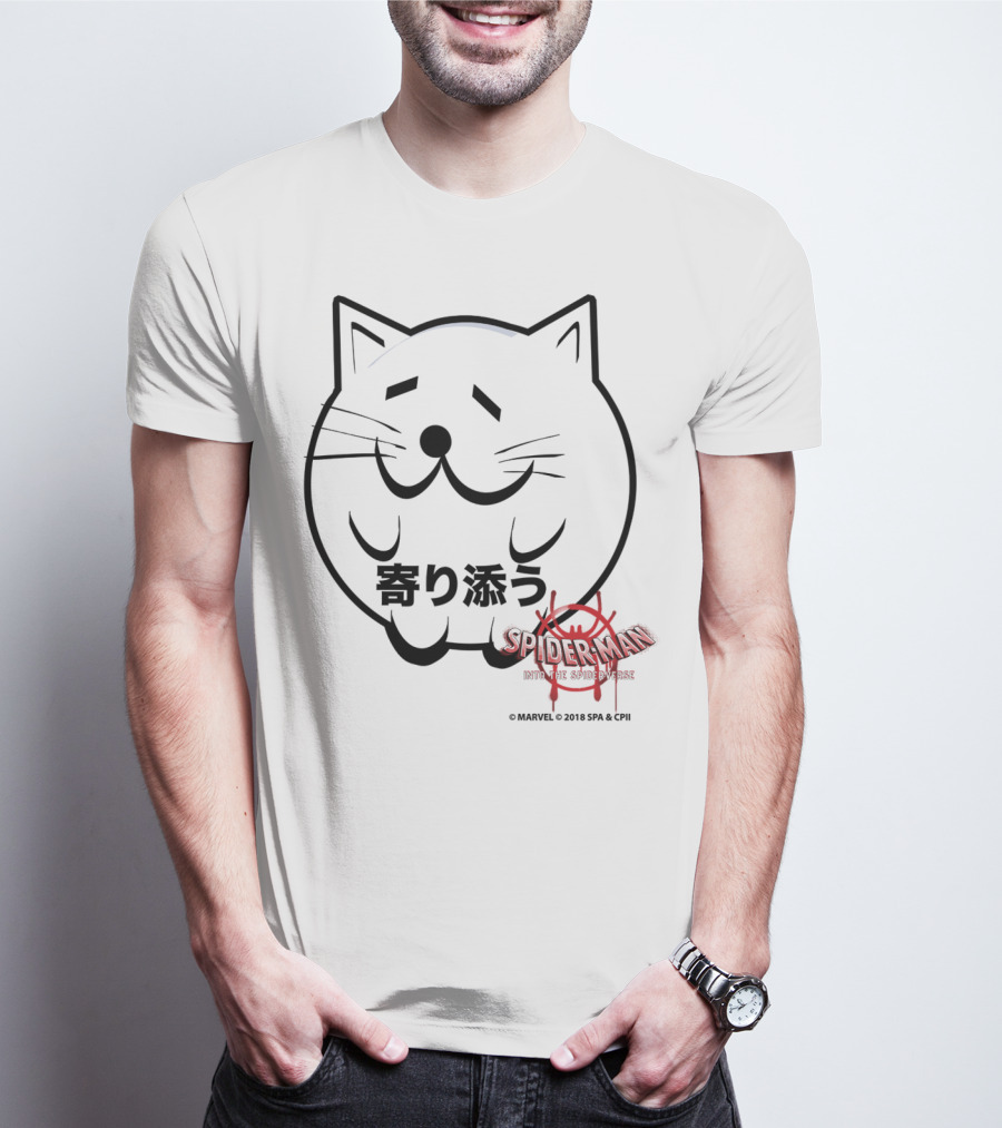 Marvel Spider-Man Into The Spiderverse Cat Sticker Japanese Text T-Shirt