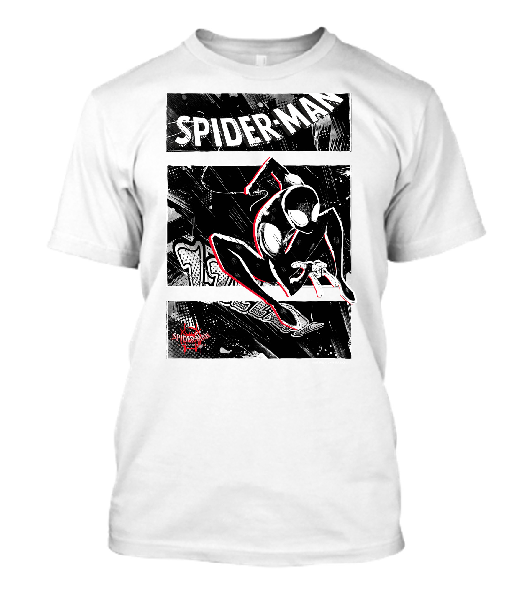 Spider-Man Marvel Spiderverse Comic Graphic Action Panels T-Shirt