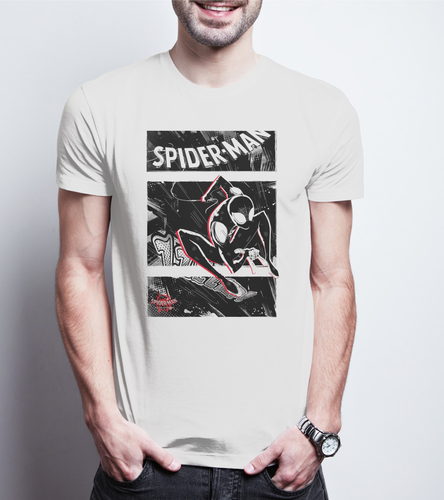 Spider-Man Marvel Spiderverse Comic Graphic Action Panels T-Shirt