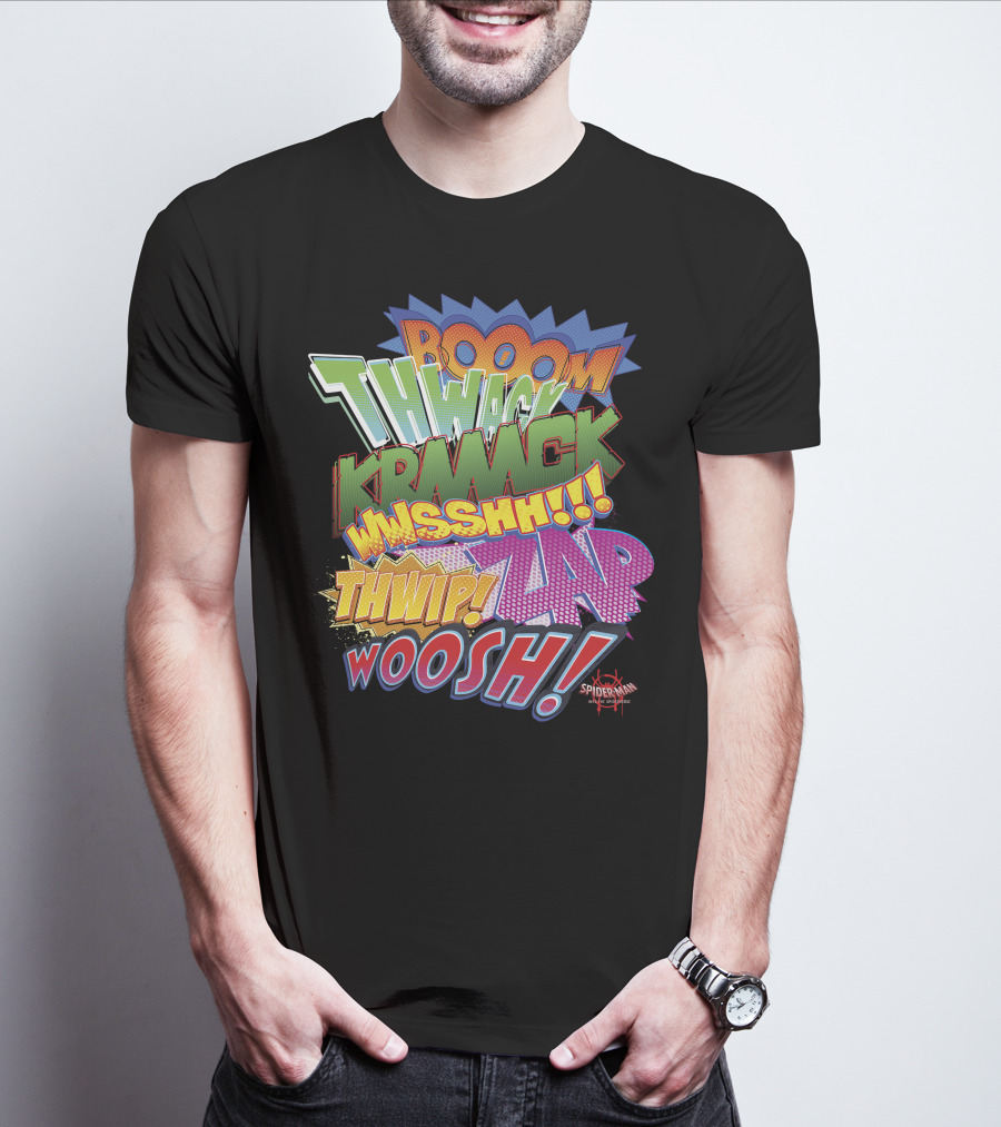 BOOOM THWACK KRRACK WHSSHH THWIP ZAP WOOSH Marvel Spider-Man Spiderverse T-Shirt