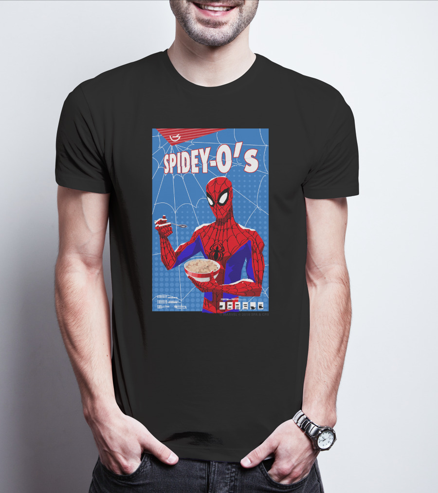 Marvel Spider-Man Spiderverse Spidey-Os Cereal Box Breakfast Comics T-Shirt