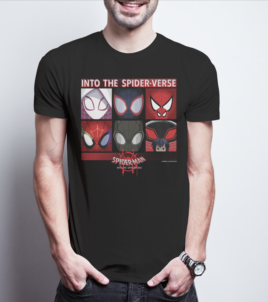 Marvel Spider-Man Into The Spider-Verse Square Group T-Shirt