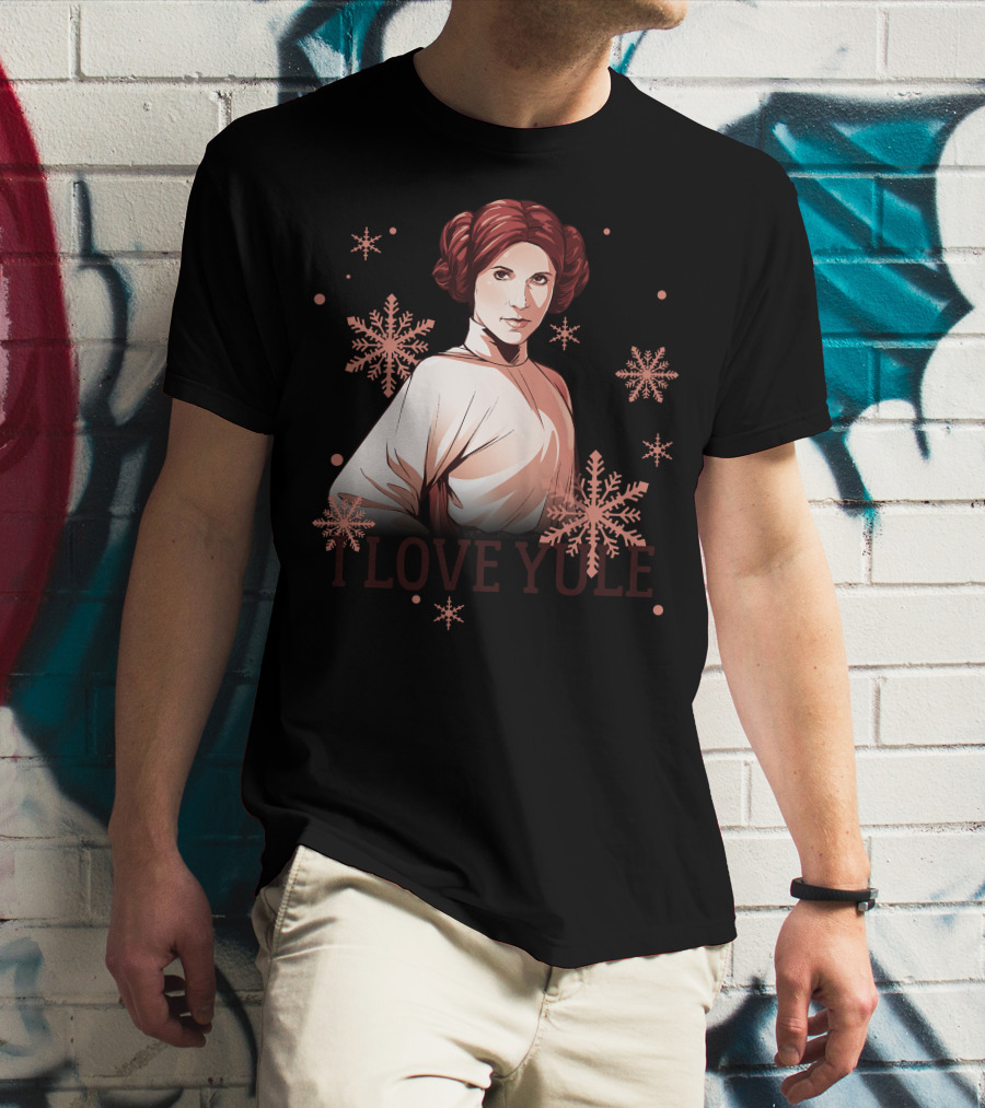 Star Wars Leia I Love Yule Christmas Snowflake Iconic Princess T-Shirt