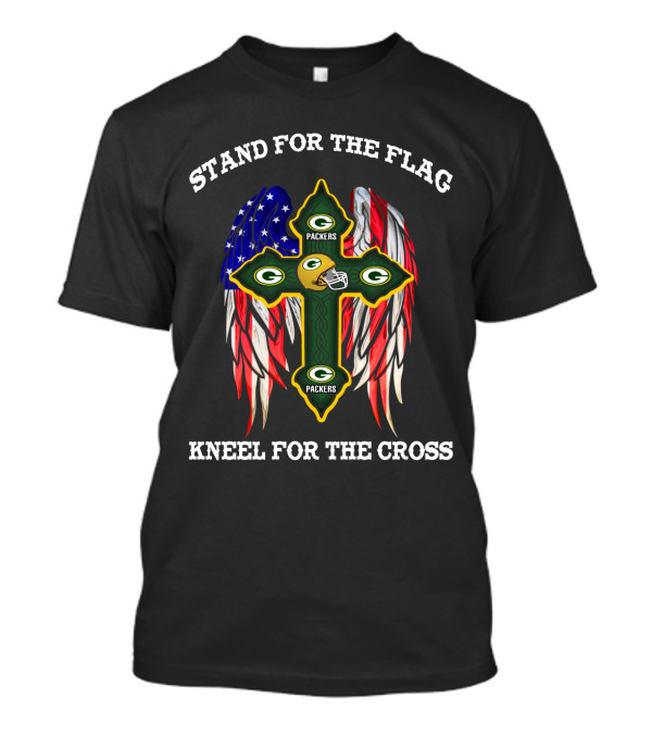 Packers Cross With American Flag Wings Stand For The Flag Kneel For The Cross T-Shirt