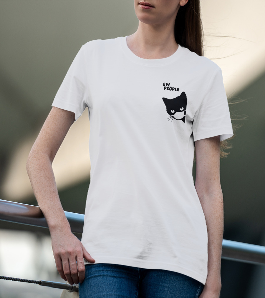 Ew People Black Cat Masked Silhouette Qwertee T-Shirt