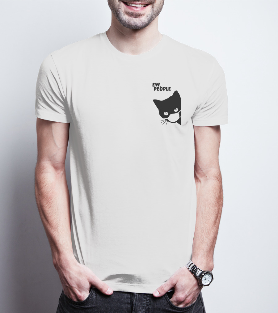 Ew People Black Cat Masked Silhouette Qwertee T-Shirt