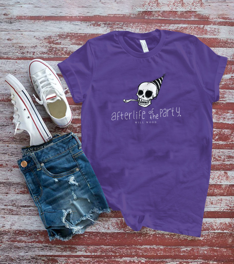 Afterlife Of The Party Skull With Party Hat And Blower T-Shirt