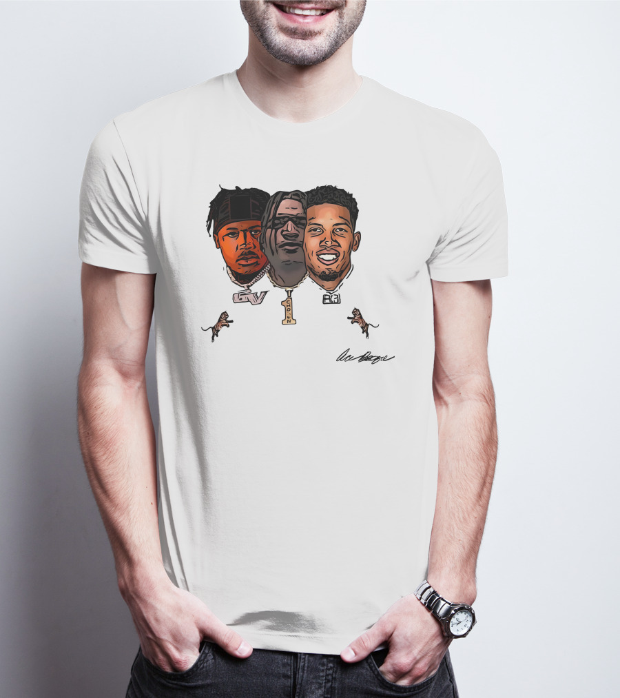 Ja'Marr Chase GV Tiger Trio Football T-Shirt