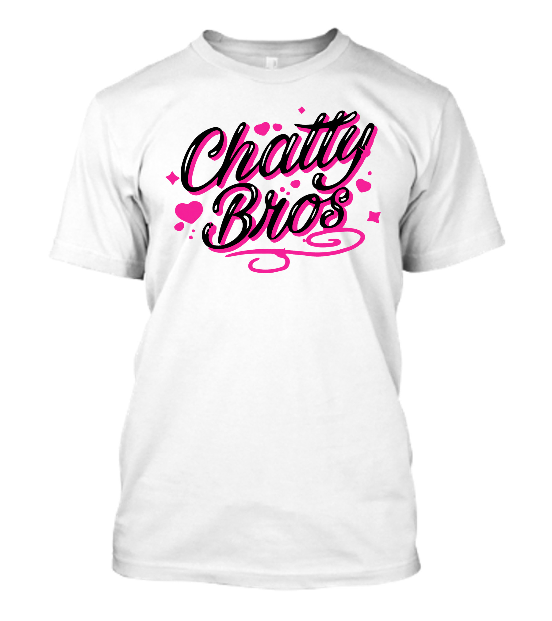 Chatty Bros Merch Heart Stars Motif Airbrush Bros T-Shirt