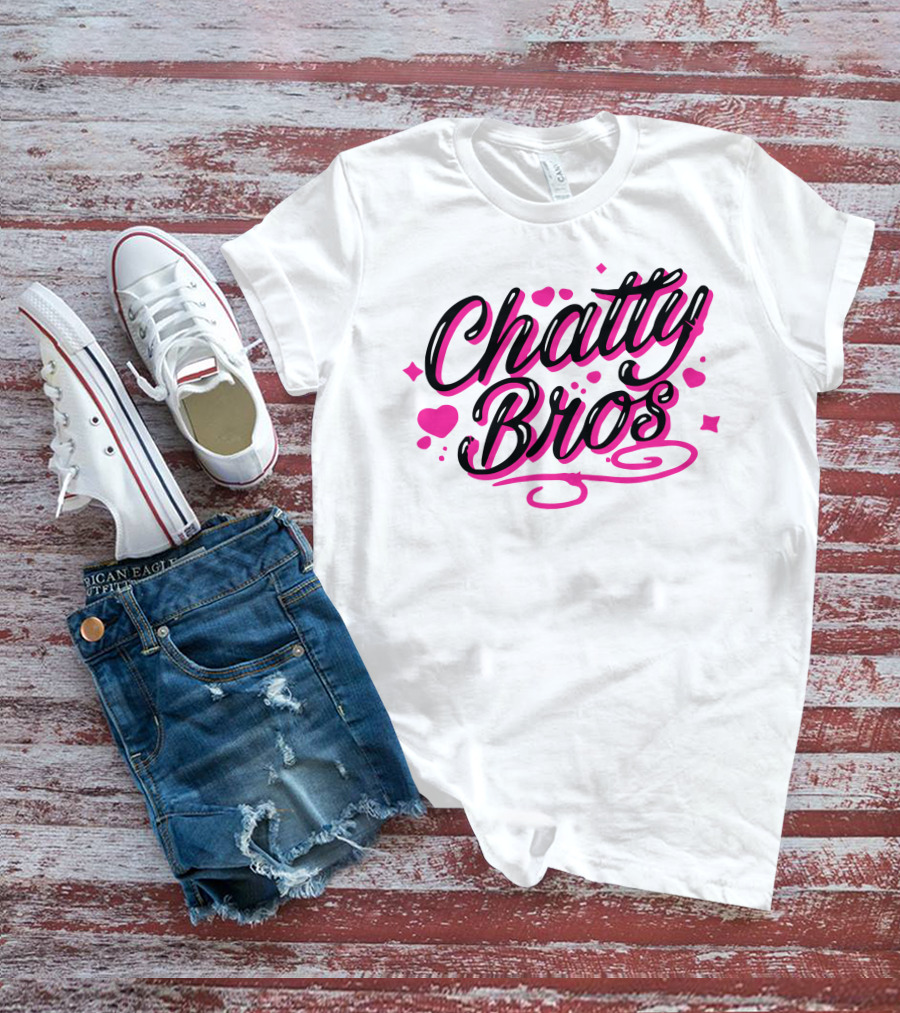 Chatty Bros Merch Heart Stars Motif Airbrush Bros T-Shirt