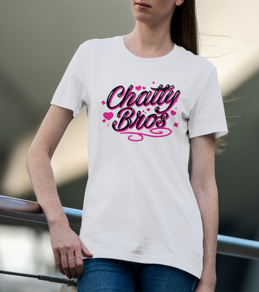 Chatty Bros Merch Heart Stars Motif Airbrush Bros T-Shirt