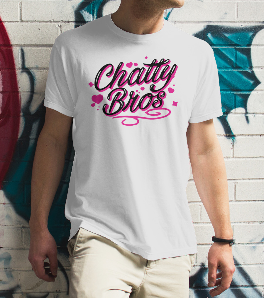 Chatty Bros Merch Heart Stars Motif Airbrush Bros T-Shirt