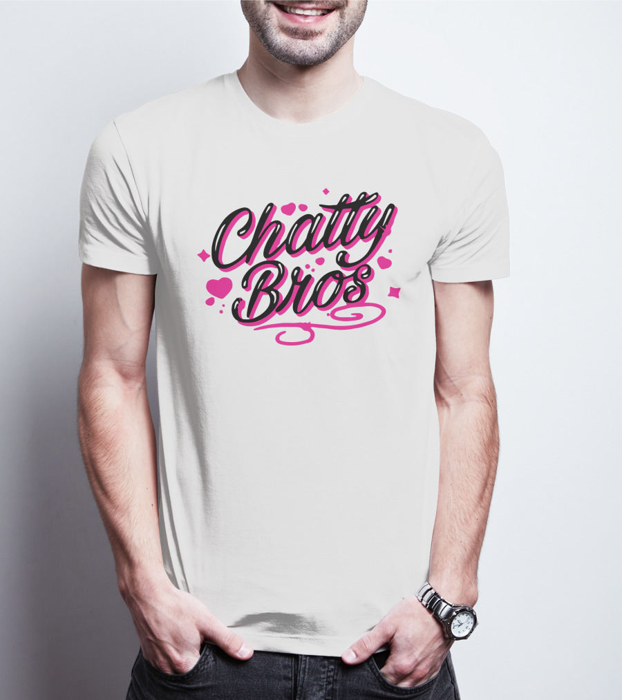 Chatty Bros Merch Heart Stars Motif Airbrush Bros T-Shirt