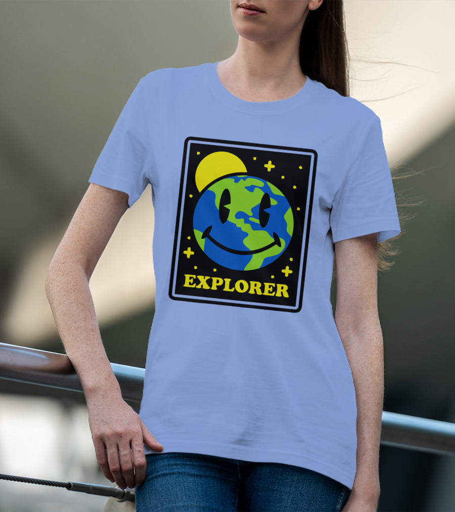 Socksfor1 Merch Explorer Earth Smiley T-Shirt