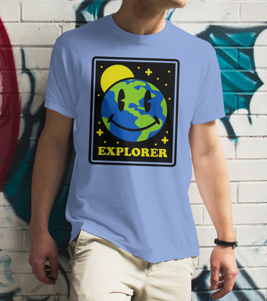 Socksfor1 Merch Explorer Earth Smiley T-Shirt